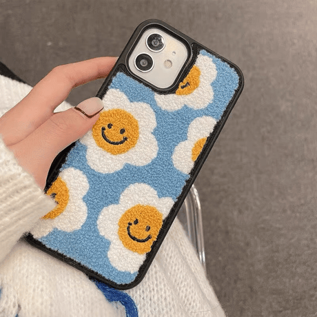 笑顔の花 iphone16/15/14proケース 刺繍入り可愛い iphone13/12/11カバー   綺麗 秋冬アイテム ガールズ向け 頑丈 M1078