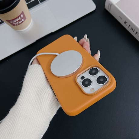 レザー MagSafe iPhone15Pro/15Promaxケース  無地シンプル 高品質 男女兼用 iPhone14/13Proカバー 高級感[M3666]