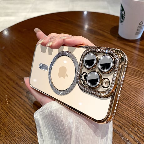 【iPhone16】MagSafe対応ジュエリー iphone15/14proケース  キラキラ レンズフィルム付アイフォン13/12/11カバー  綺麗 高品質 ガールズに超人気 [M3321]