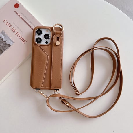 交通カード収納 iPhone15/15Proケース ショルダーストラップ付 iPhone14/13/12Proケース ベルト付き レザー 高機能高品質 [M3844]