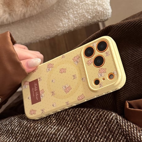 MagSafe対応 熊さん iPhone17Pro/17ケース マグネット式リングスタンド付 iPhone17ProMax/16Pro/15カバー 女子力アップ [M6226]