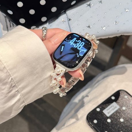 パール  AppleWatchバンド エレガント AppleWatchベルト Series 11/10/9/8 SE3/2  Ultra3/2/1 高級感高品質  美しい[M6239]