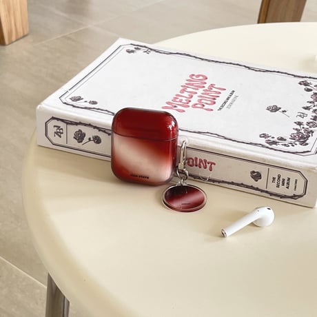 グラデーションカラー ワインレッド Airpods 4ケース ホルダー付 かわいい Airpods3/Pro2ケース airpodspro2カバー  シック ファッション[M5083]