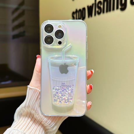 【iPhone16】動く氷/レモン iphone15/14proケース グリッター入り液体 iphone13/12カバー キラキラグラデーションカラー レンズフィルム付 人気品[M3122]
