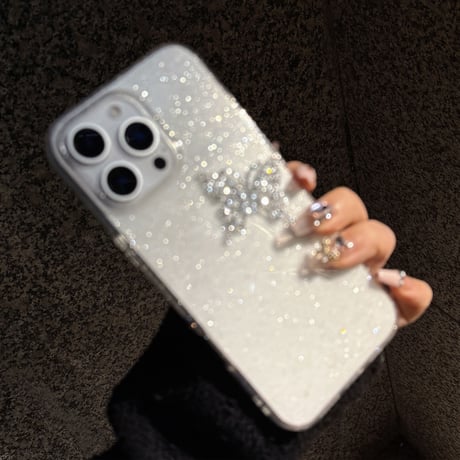 ジュエリー蝶 iPhone16pro/15promaxケース キラキララメ iPhone14/13pro/12カバー 大人可愛い 高級感[M5237]