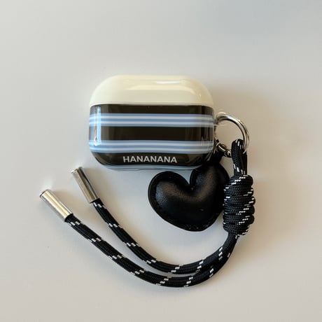 縞模様 Airpods 4ケース ハートデコキーチェーン付 Airpods3/Pro2ケース airpodsproカバー  トレンド人気[M4882]