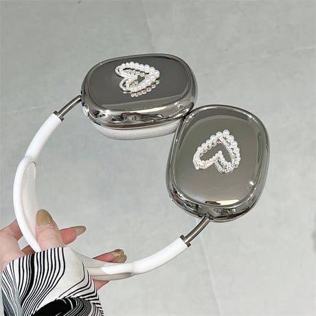 パールハート AirPodsMax専用ケース 艶あり メッキ エアーポッズ マックスカバー オシャレ 可愛い ギフトにおすすめ[M4557]