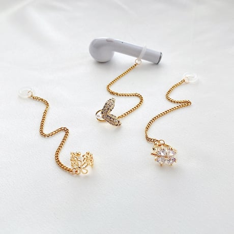 可愛い AirPods用イヤークリップ 落下紛失防止 オシャレ ダイヤデコ イヤホンストラップ  ホルダー キラキラ  ゴールド 人気 2点セット[M6060]