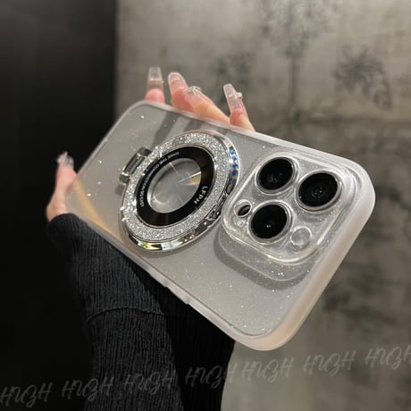 キラキラ MagSafeスタンド iPhone15pro/15promaxケース  クリア iPhone14Pro/13/12カバー 綺麗 女子力アップ コスパ最強[M3708]