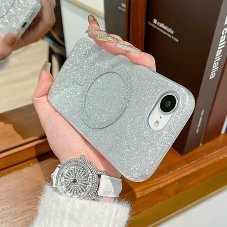 キラキラ iPhone17e/16eケース MagSafe対応 iPhone17Pro/16ProMax/15ケース ラメいり 丈夫 光沢感[M6204]