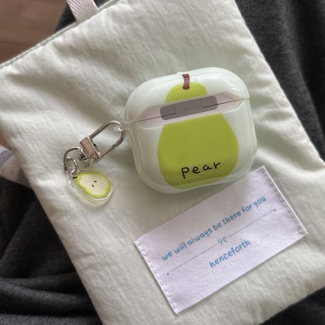 梨柄 Airpods4ケース Pear 韓国風 Airpods3/Pro2ケース airpodspro2カバー  キーチェーン付 ギフトにおすすめ[M5358]