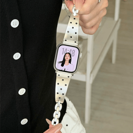 ブレスレット風水玉模様 アップルウォッチバンド メタル 高品質 AppleWatchブレスレット Series11/10/9/8 SE3/2 40/41/42mm 韓国っぽ [M6390]