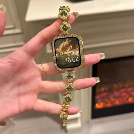 ダイヤ Apple watch series10 バンド クローバー オシャレ アップルウォッチseries 9 8 7 6 5 4 SE Ultra  大人ファッション 高級感たっぷり[M4751]