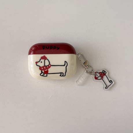 Dog Airpods 4ケース 可愛すぎ puppy Airpods3/2カバー Airpodspro2/pro  キーホルダー付き ギフトにおすすめ[M5026]