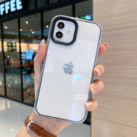 【iPhone15対応】カラー枠クリア iphone13mini/13promaxカバー  お揃い iphone11/12miniケース   頑丈 シンプルコーデ   M1101