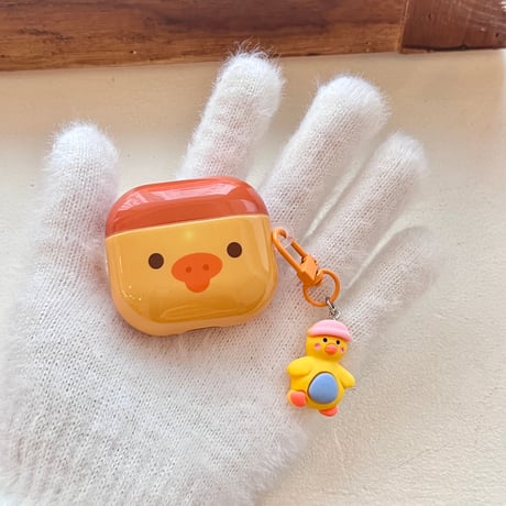 ダック Airpods Pro3ケース かわいい Airpods4/3カバー pro2/pro1 リング/キーホルダー ギフトにおすすめ[M6436]