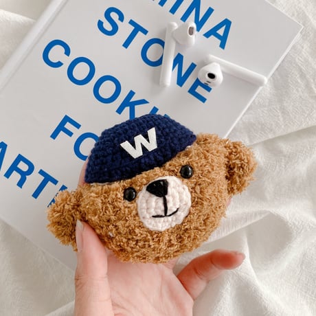 帽子をかぶる熊 airpods3ケース Bear airpodsproカバー 可愛い フワフワ 温かい 冬グッズM1230