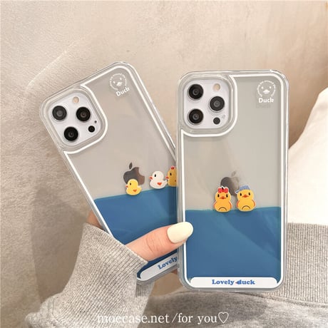 動く液体 アヒル iPhone14/15proケース 泳ぐダック アイフォン13/12/11カバー かわいい ストレス解消 ギフトにおすすめ [M2875]