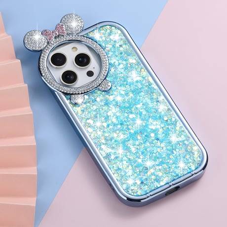 女子力UP iPhone15/15Proケース  ジュエリーリボン キラキラグリッター iPhone14/13Pro/12カバー 可愛い きれい[M4123]