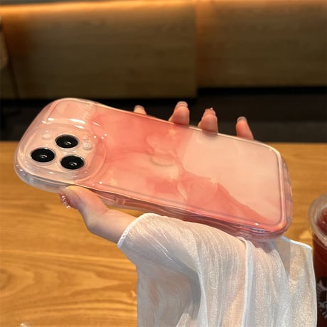 オシャレピンクカラー iphone15pro/14promaxケース  ぼかし iphone13/12/11カバー キラキラ 滑りにくい 持ちやすい[M2519]