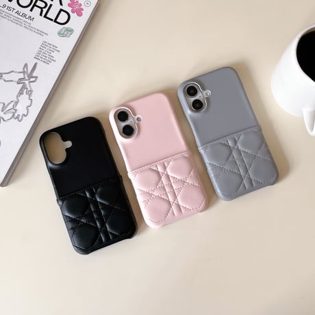 カード収納 iPhone16pro/16promaaxケース キルティング レザー iPhone15pro/14/13promaxカバー 耐久性ある エレガント [M5032]
