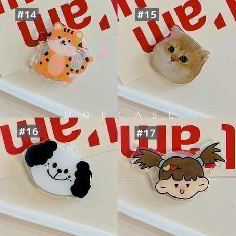 可愛い動物 スマホグリップ 全機種対応 折り畳み式グリップトーク 卓上スタンド機能付き 粘着タイプ[M2918]