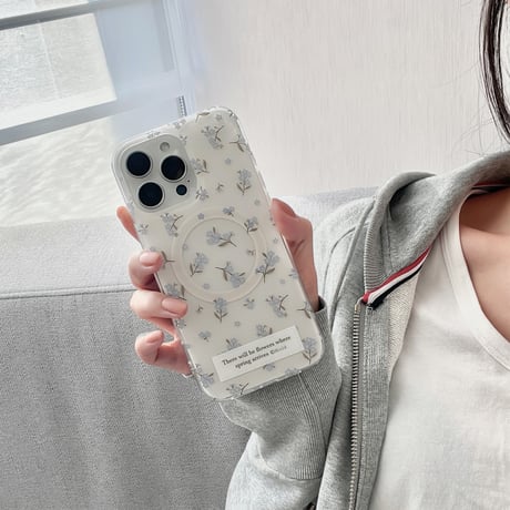 MagSafeリングスタンド iPhone16/16Proケース 花柄 ワイヤレス充電iPhone15Pro/14/13カバー コスパ抜群 女子力高い [M4853]