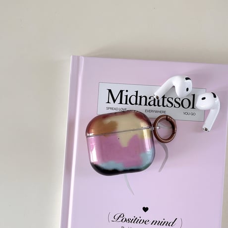 暈し染め Airpods4ケース シック AirpodsPro2ケース airpods3/2カバー  パープル リング付 ギフトにおすすめ [M5299]