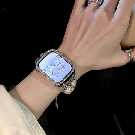 パール アップルウォッチバンド キラキラ Ultra2/1/SE(第2/1世代)/Series9/8/7/6/5/4/3/2/1 AppleWatchベルト 女子力高い[M4603]