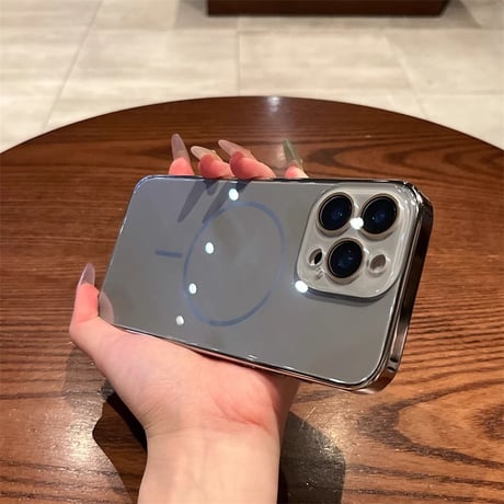 夏に人気強力マグネット iPhone16pro/16ケース ワイヤレス充電 耐衝撃iPhone15pro/14/13カバー カメラ保護 艶感涼しい感じ 耐久性 [M5389]