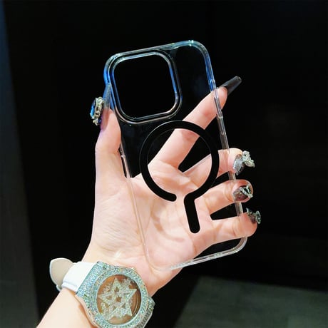 iPhone15pro/15promaxケース magsafe対応 高透明 iPhone14pro/13promax/12カバー 黄ばまない シンプル [M4298]