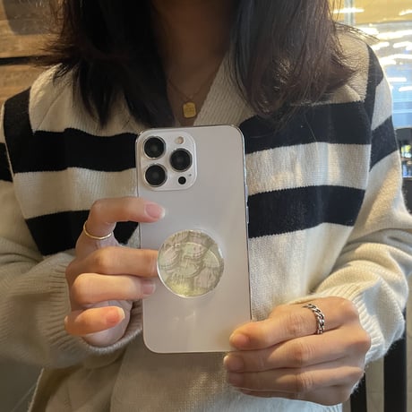 大理石調 ガラス スマホグリップスタンド  かわいいオシャレ 粘着タイプ 個性ファッション 全機種対応 ギフトにおすすめ[M2600]