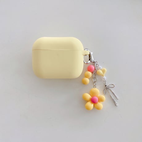 シリコン AirpodsPro3ケース  花キーホルダー付 Airpods4/3カバー pro2/Pro1ケース 充電口カバー付 可愛い 指紋防止[M6501]