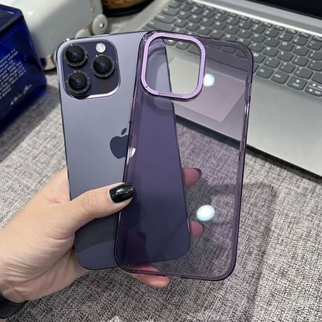 高透明感黄ばまない iPhone14pro/14promaxケース ハード iphone13/13promaxカバー  薄型  金属カメラ枠/ボタン 頑丈[M2313]