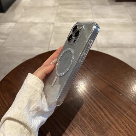 眩しいほどキラキラ iPhone15/15proケース 高級感 MagSafe対応 iphone14/13/12proカバー 黄ばまないクリアケース ラメ入り人気品[M4038]