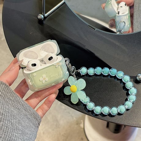 花柄 Airpods4ケース チェーン付 淡色 AirpodsPro2ケース エアーポッズ3/2 かわいい ギフトにおすすめ[M5582]