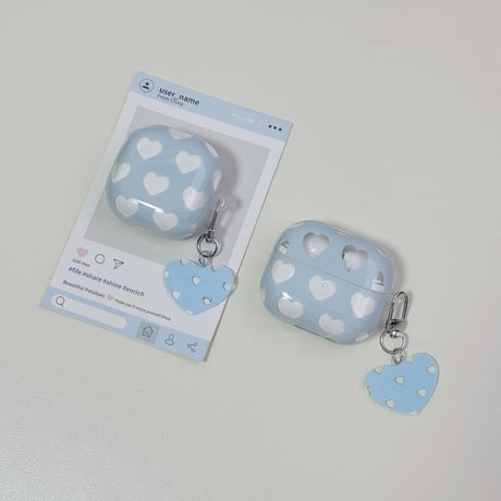 ハート柄 Airpods Pro3ケース 水色 Airpods 4/3カバーケース AirpodsPro2/1 かわいい ギフトにおすすめ [M6422]
