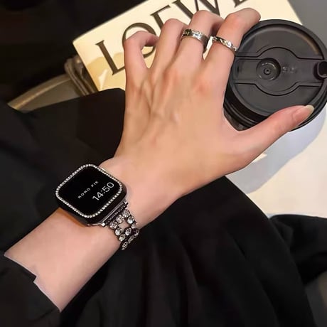 メタルビジュー Applewatch 10ベルト キラキラ 高級感 Ultra2/1/SE2/1/Series9/8/7/6/5/4/3/2/1アップルウォッチバンド おしゃれ[M4622]