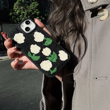 草花 iphone16pro/15ケース  刺繡入り iphone14/13/12/11カバー 秋冬人気アイテム ファッション 女子力アップ[M3616]