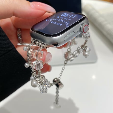 パール Applewatchベルト 高品質 Ultra2/1/SE(第2/1世代)/Series9/8/7/6/5/4/3/2/1アップルウォッチバンド 女子力高い[M5256]