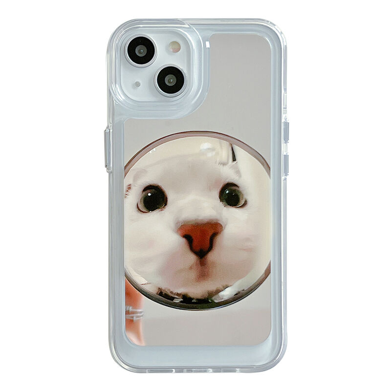 ミラー猫ちゃん iphone14/13ケース かわいい アイフォン12プロ/11