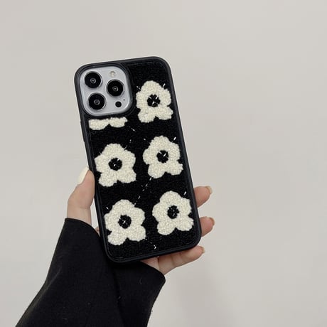 刺繡花柄 iphone14/13pro/12カバー 柔らかい  iphoneXs/11カバー  ブラック  温かい  キュート ギフトにいおすすめ M1352