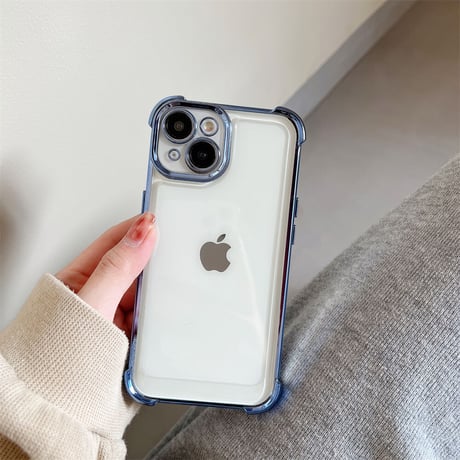 耐衝撃メッキ iPhone14/14proケース クリアアイフォン13/12/11カバー 黄ばまない シンプル風 使いやすい 男女向け[M2862]