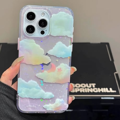 曇り空 iphone15/15proケース  キラキラ光る  iphone13/14pro/12カバー  可愛い きれい 夏に人気[M4458]