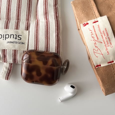 【Airpods 4】べっ甲 Airpods3/2ケース 艶感 airpodspro2/1カバー リング付き おしゃれ ギフトに最適[4402]