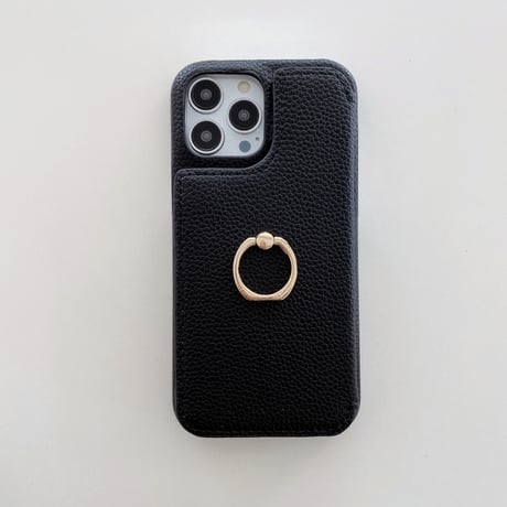 ミラーカード入れ付 iPhone14/15Proケース リング付 レザーアイフォン13mini/12/11カバー 高品質 多機能便利 持ちやすい[M2762]