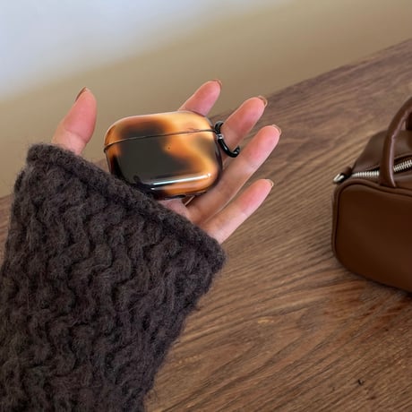 ぼかしブラウン Airpods 4ケース 琥珀色 Airpodspro2/proカバー Airpods3/2 高級感ストラップ 光沢感ある[M4851]