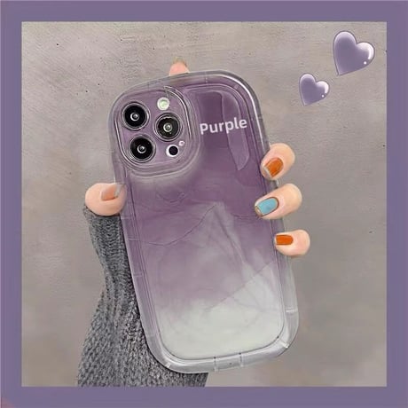 暈しバイオレット iPhone14/13/12ケース ブラック クリアアイフォン11/xs/SE3カバー 流行 耐衝撃加工 お揃い[M2950]