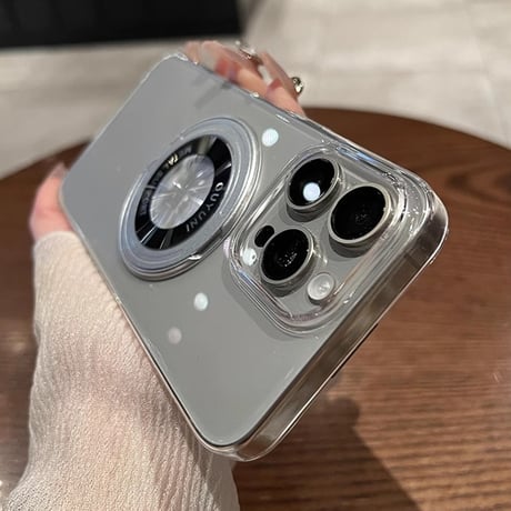 クリア iPhone15pro/15promaxケース MagSafeリングスタンド付 iPhone14pro/13/12カバー 黄ばまない 薄型 [M4127]