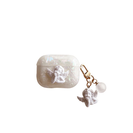 天使 貝殻紋 Airpods3ケース  おしゃれキラキラ AirpodsPro2カバー 可愛いangel 綺麗 頑丈 [M2538]